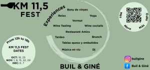 Read more about the article KM 11,5 FEST TARDOR· CICLE DE VINS I MÚSICA        “Música, vi i bona energia al cor del Priorat. Entrada lliure”.