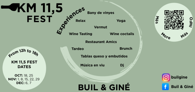 Read more about the article KM 11,5 FEST TARDOR· CICLE DE VINS I MÚSICA        “Música, vi i bona energia al cor del Priorat. Entrada lliure”.